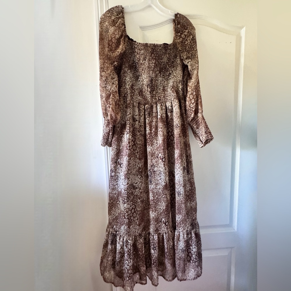 Betsey Johnson Smocked Dress 🤎🐆 Flaw*
